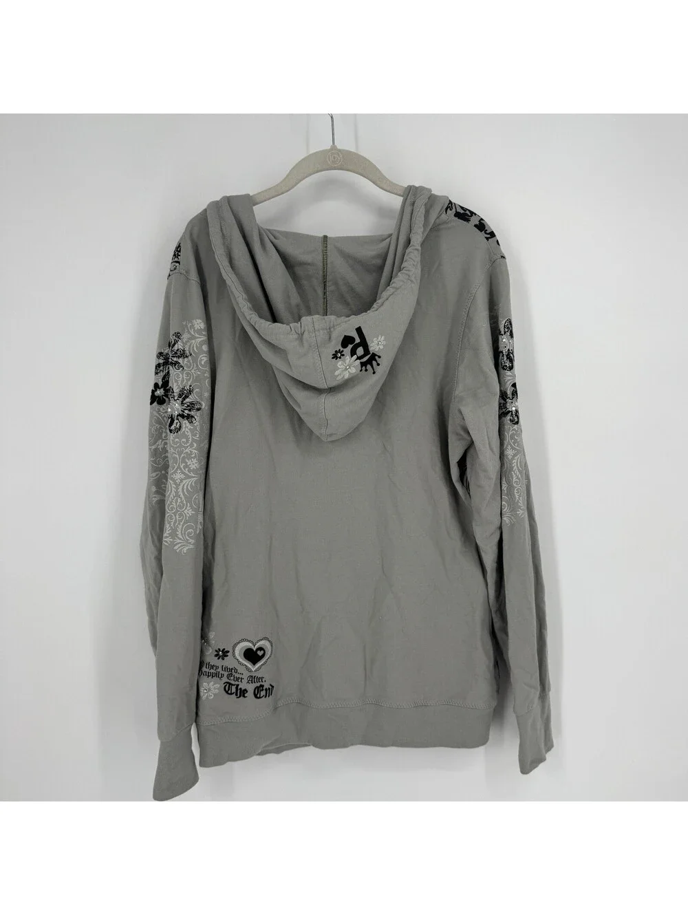 Disney Parks jacket hoodie XL womens gray zip up princess y2k 2000s rhinestone